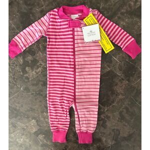 Hanna Andersson Baby Zippy Pajamas Pink Stripes 3-6 Months NWT